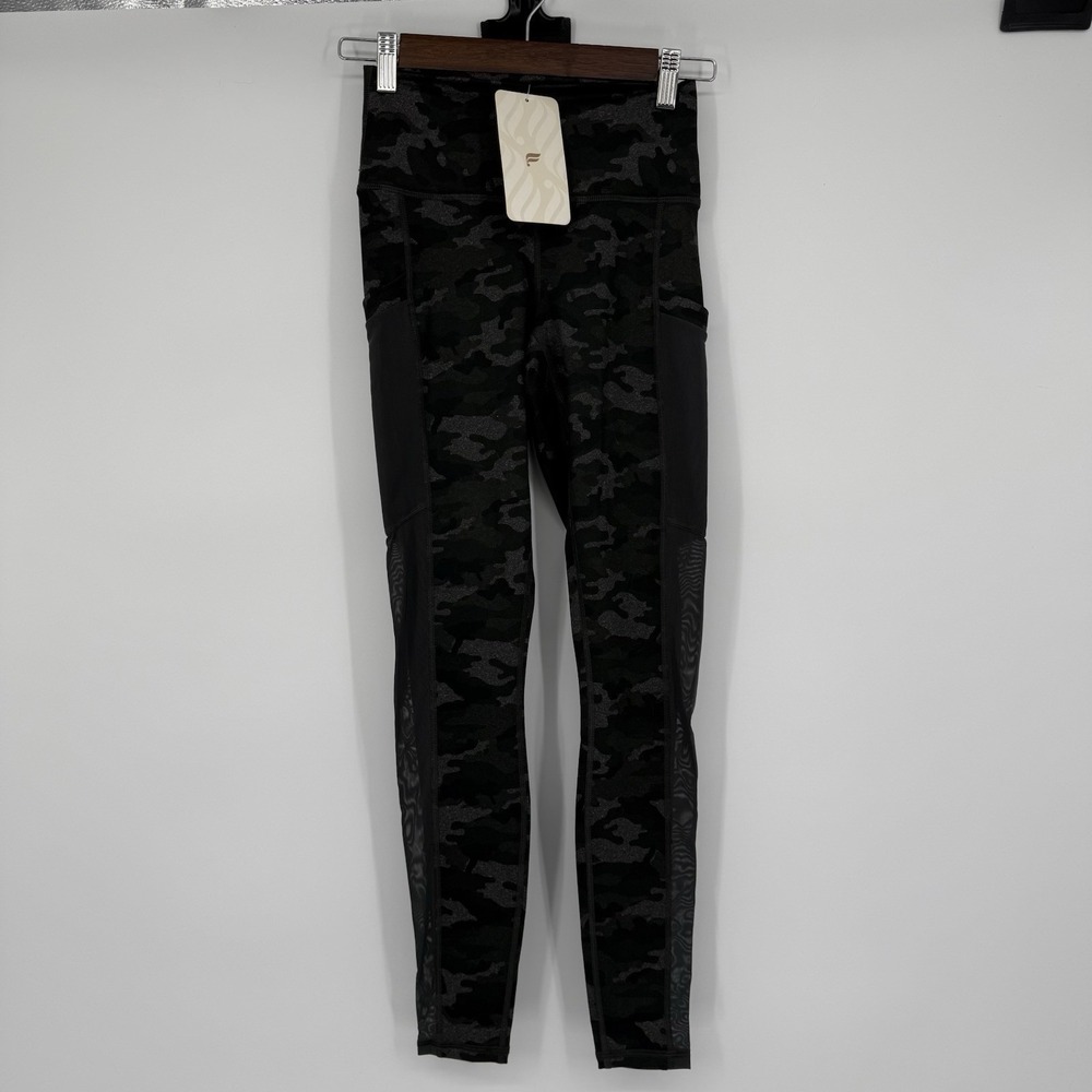NWT Fabletics Mila High-Waisted Pocket Leggings Camo Gray Mesh XXS/0-2 Powerhold